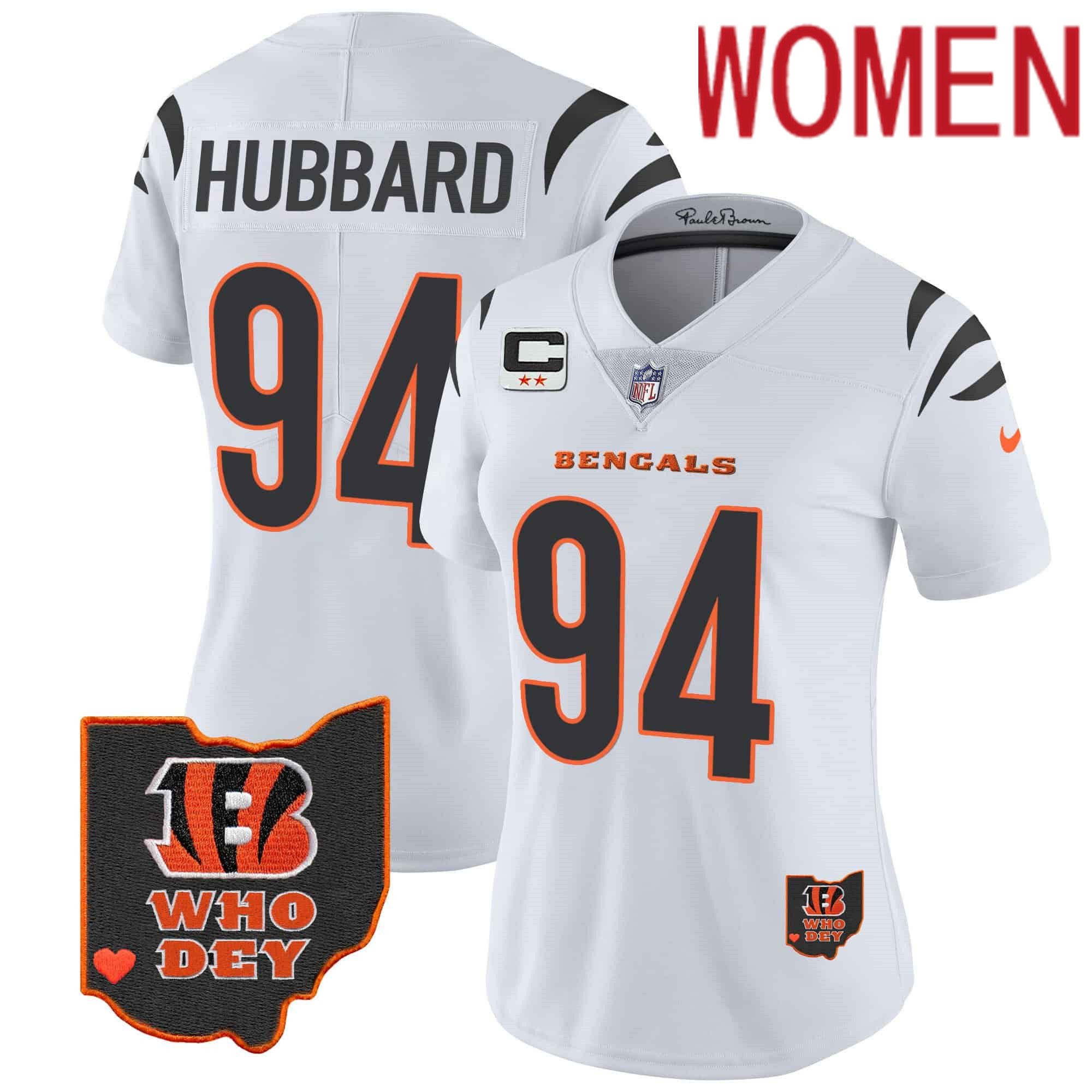 Women Cincinnati Bengals #94 Hubbard White 2024 Nike Patch Vapor Limited NFL Jersey->customized nfl jersey->Custom Jersey
